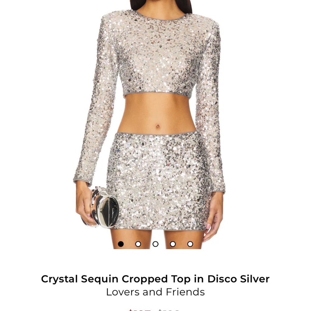 Lovers and Friends Silver Sequin Crop Top